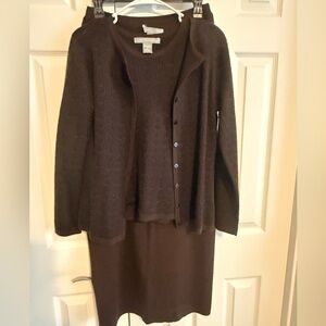 Elegant Brown Women's 3-pc Skirt Set